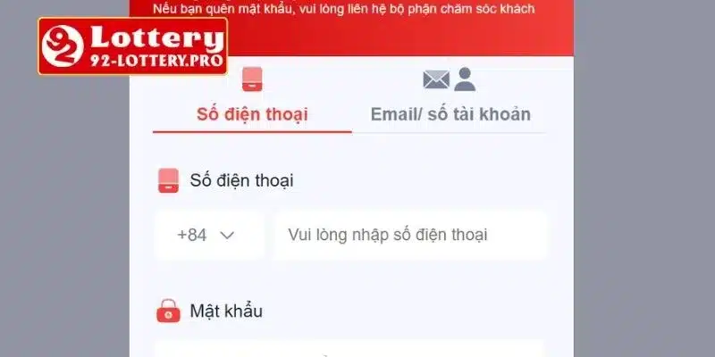 Hướng dẫn 5 bước đăng nhập 92lottery trên máy tính